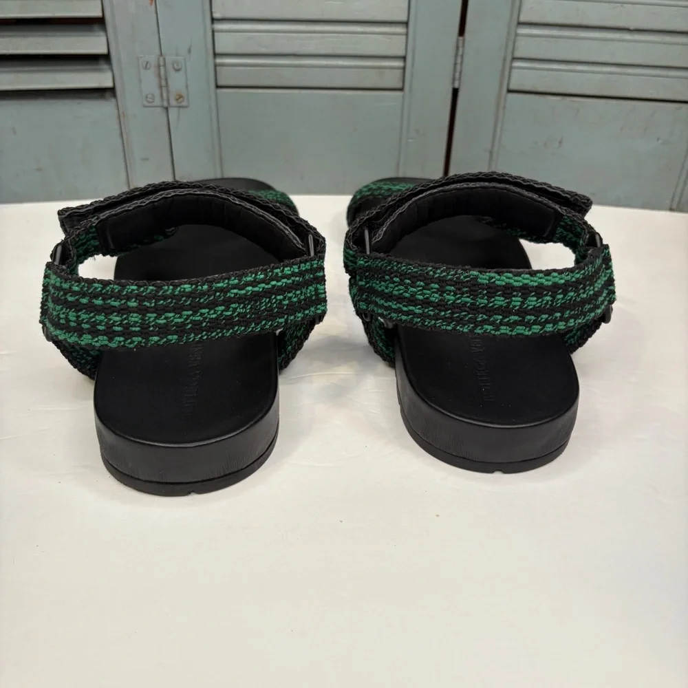 Bottega Veneta Men's Trip Two-Tone Ribbon Sporty Sandals Black/Green Size 45.5